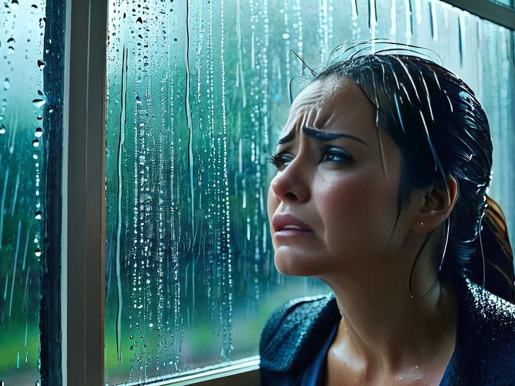 Плачущая женщина у окна