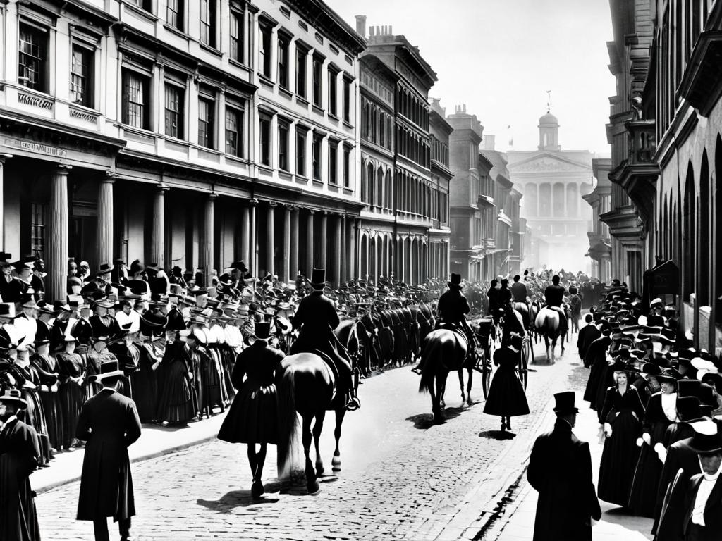 Фотография улицы XIX века, многолюдно, все одеты официально