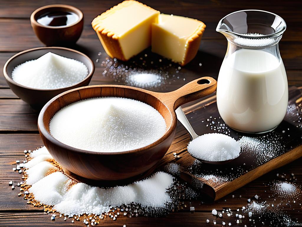 Фото ингредиентов для сгущенки - молоко и сахар
