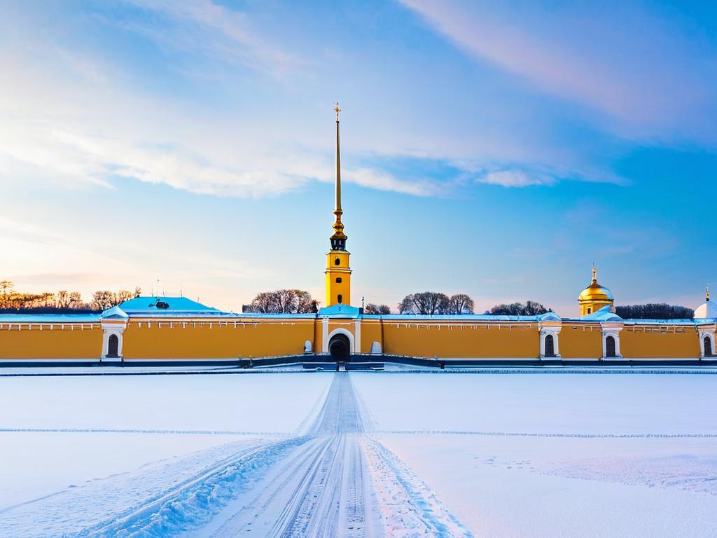 Петропавловская крепость в Санкт-Петербурге зимой