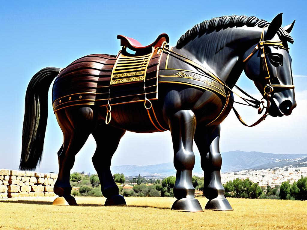 Деревянный Троянский конь, в котором спрятались греческие воины