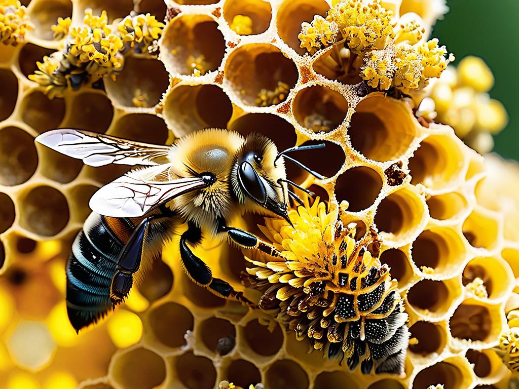 Основное фото кусочек сот с шариками пчелиной пыльцы