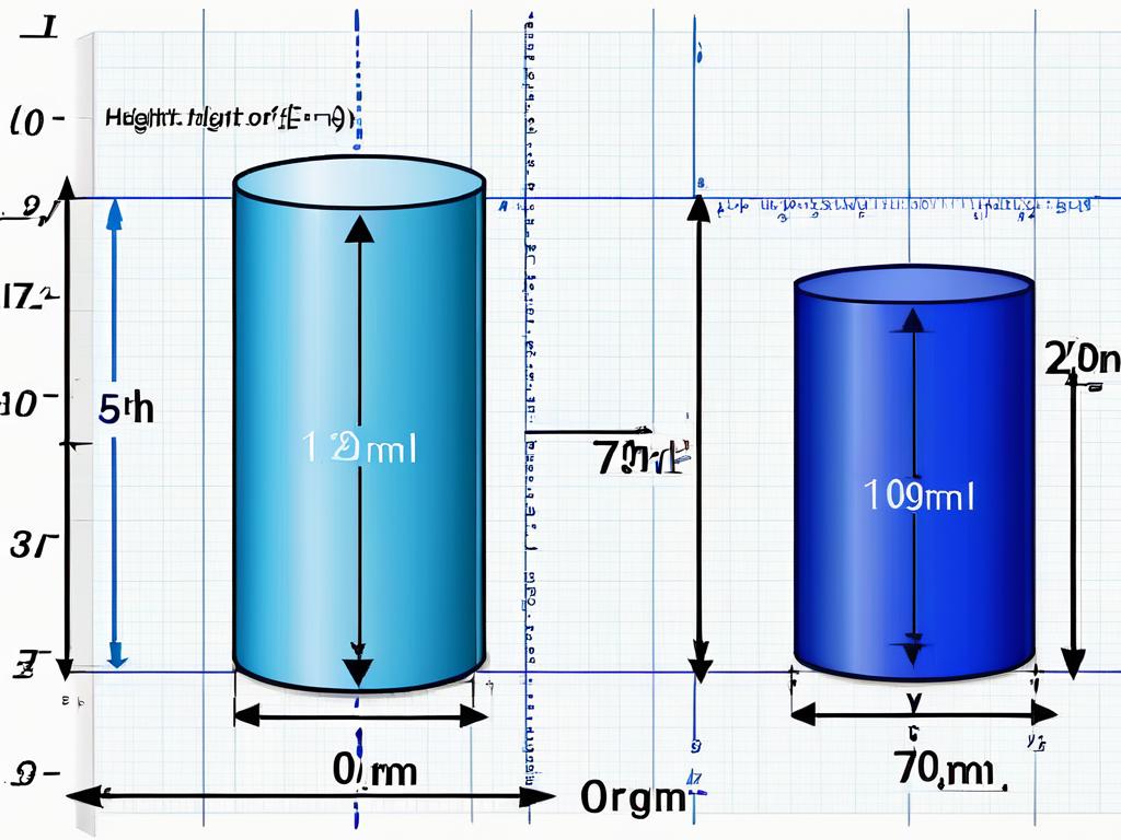 Схема цилиндра с формулой высоты через объем. Пошагово объясняет математические преобразования