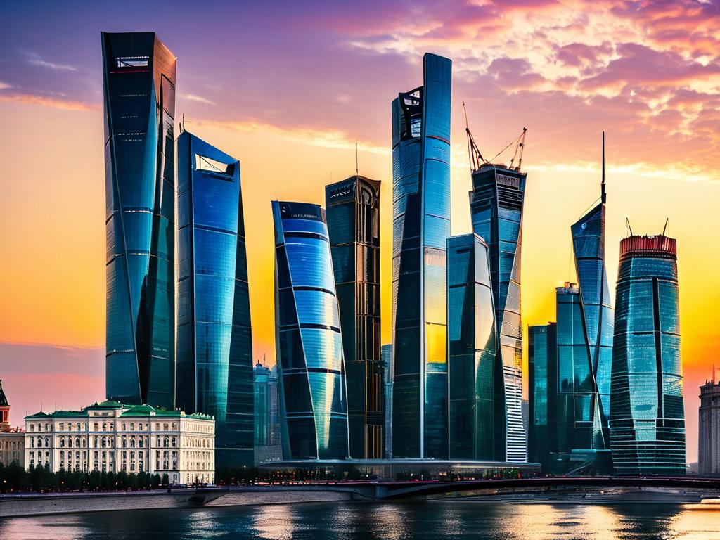Деловой центр Москвы на закате