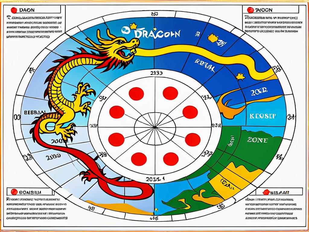 Диаграмма положительного влияния 2024 Года Дракона на карьеру, отношения, финансы