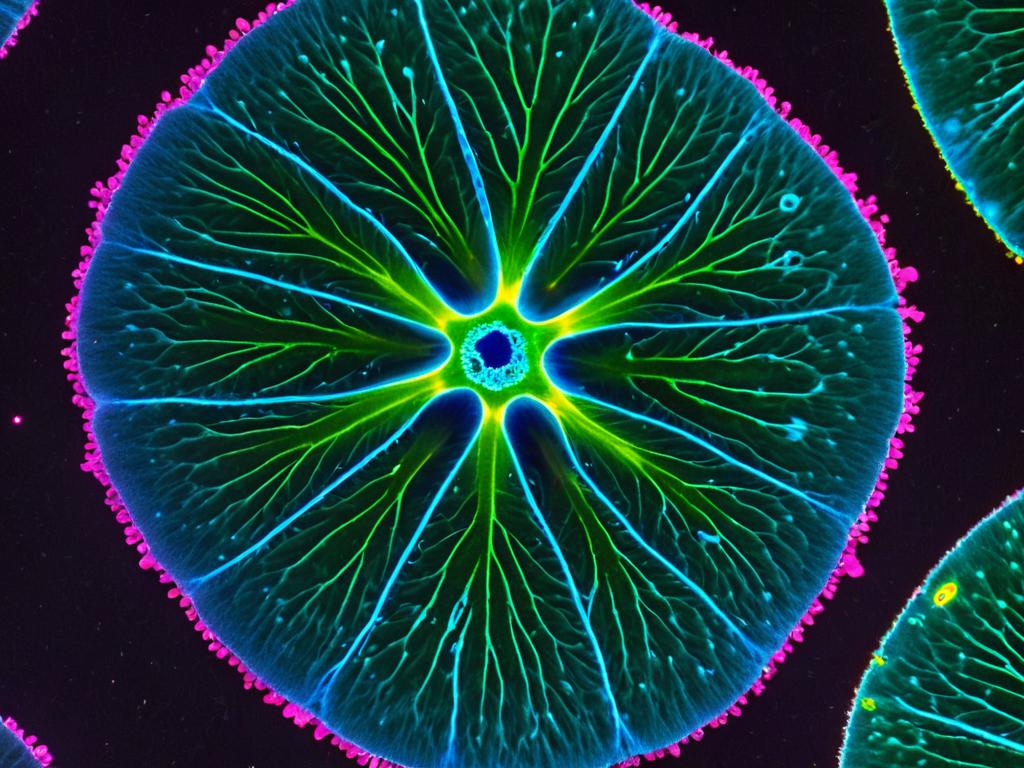 Флуоресцентная микроскопия центриолей возле ядра