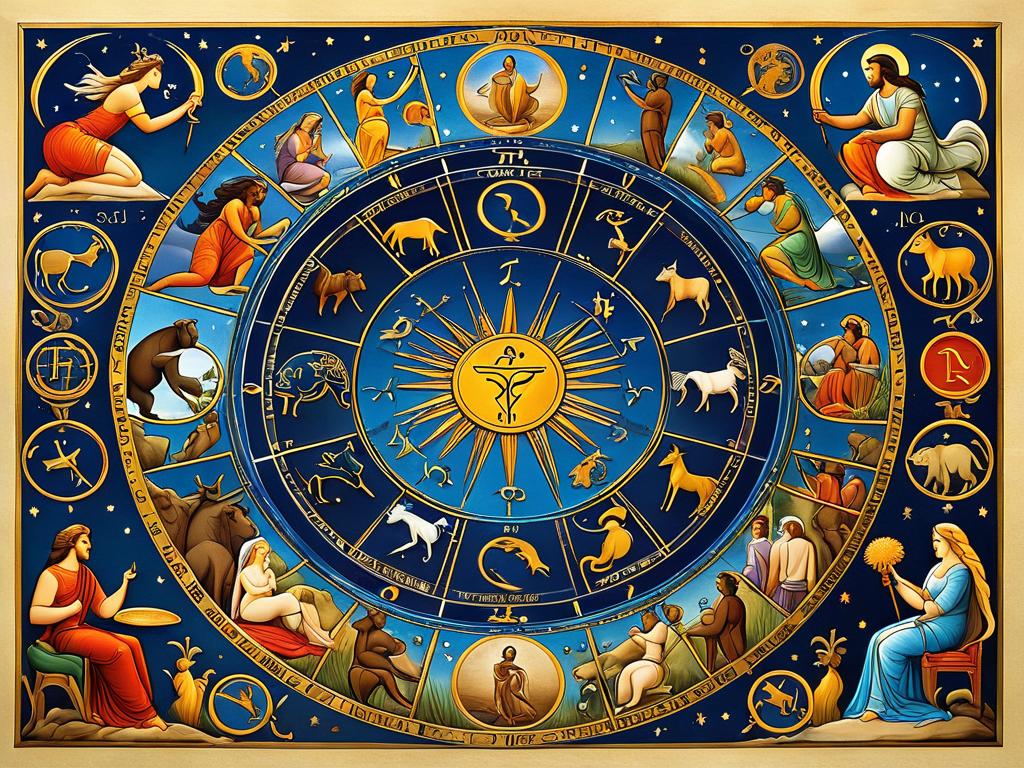 Символы знаков зодиака в виде людей взаимодействующих