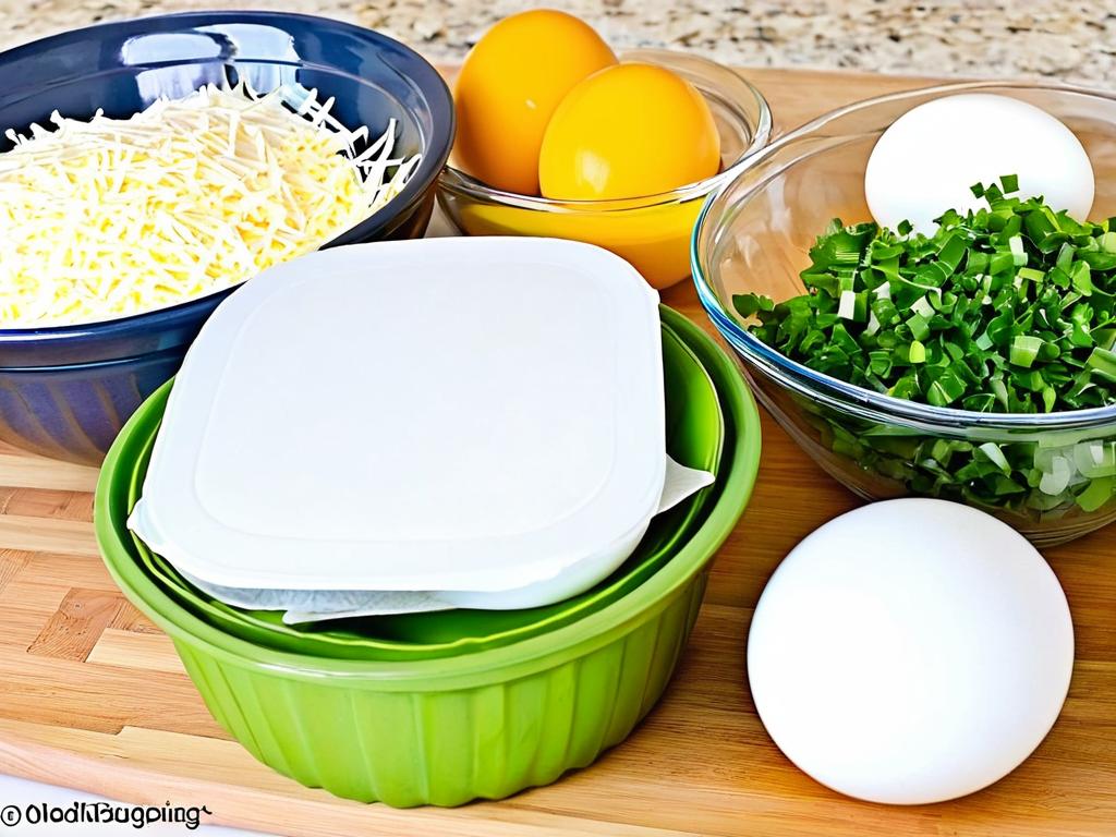 Выкладывание слоев салата - курица, лук, яйца, сыр
