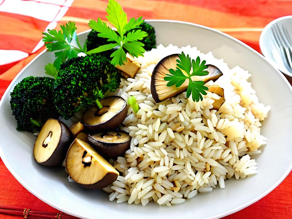 Рис с грибами и тофу