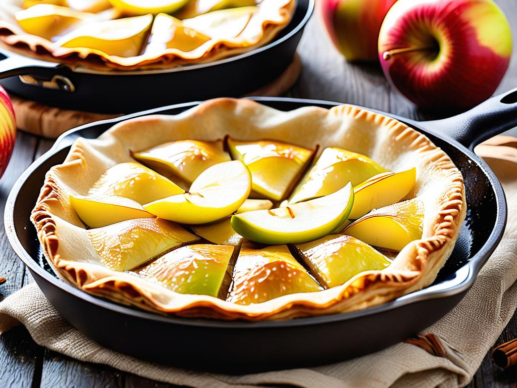 Фото пирожков из лаваша с яблоками на сковороде