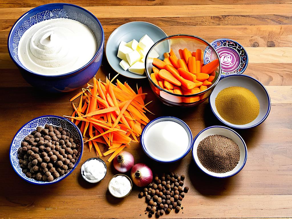 Ингредиенты для приготовления блюда - печень, морковь, лук, сметана, специи
