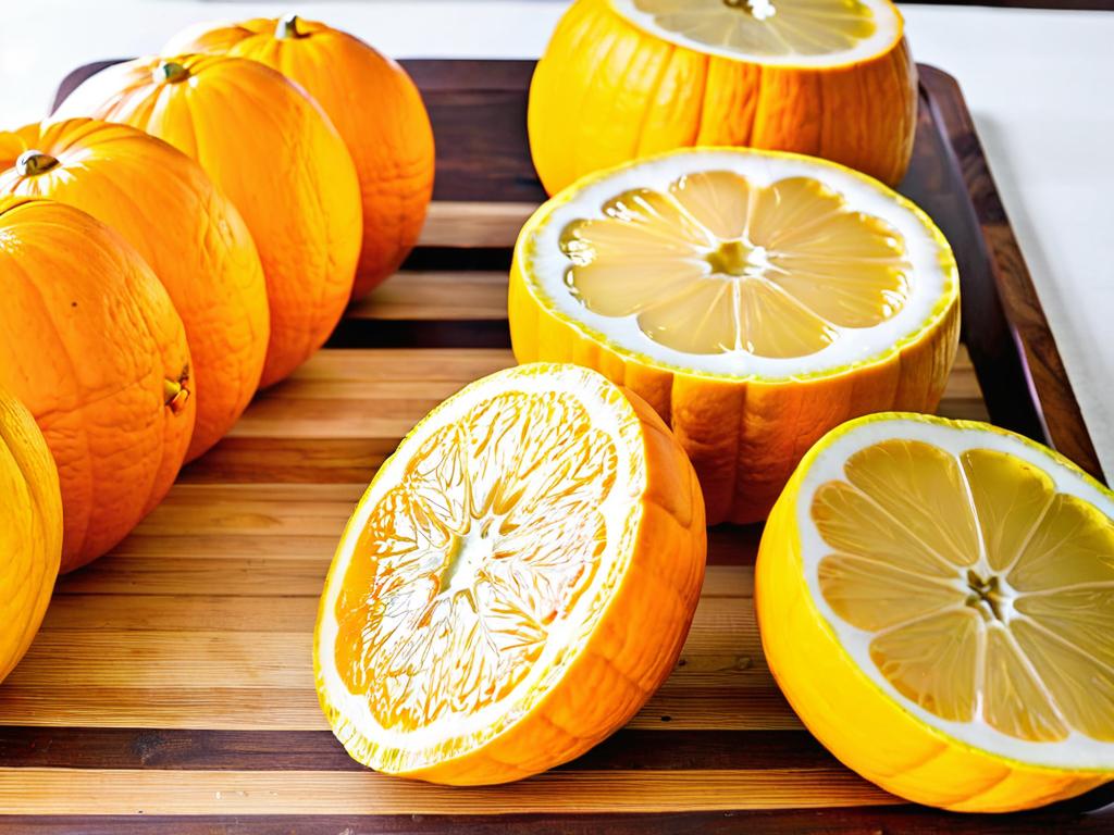 Ломтики тыквы, апельсинов и лимона для варенья