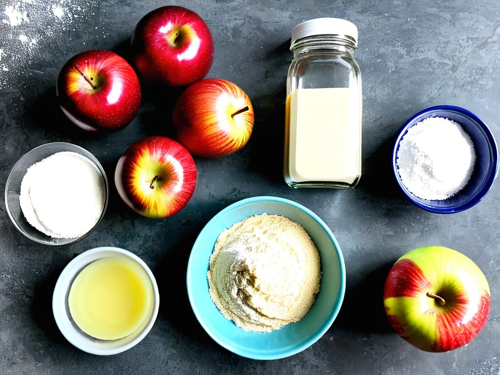 Ингредиенты для шарлотки с яблоками на сковороде