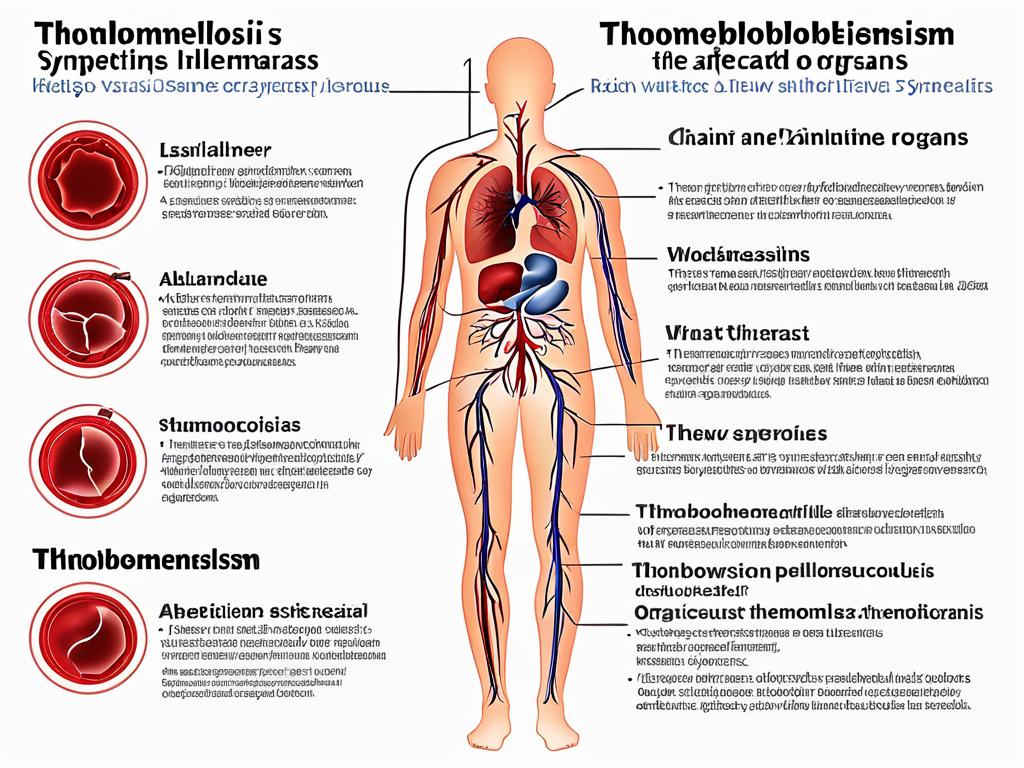 Схема симптомов тромбоэмболии в зависимости от пораженных органов и тканей