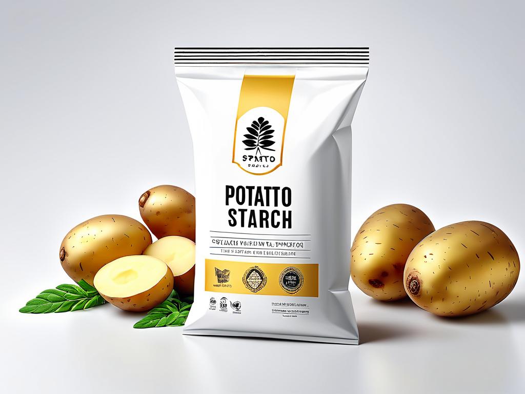 Упаковка для картофельного крахмала. Дизайн этикетки для пищевых ингредиентов
