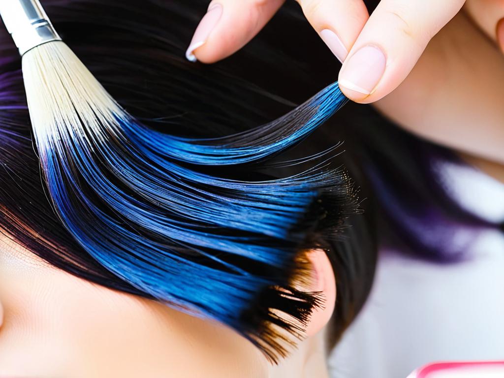 Крупный план, как краска бережно удаляется с прядей волос, не затрагивая натуральный пигмент