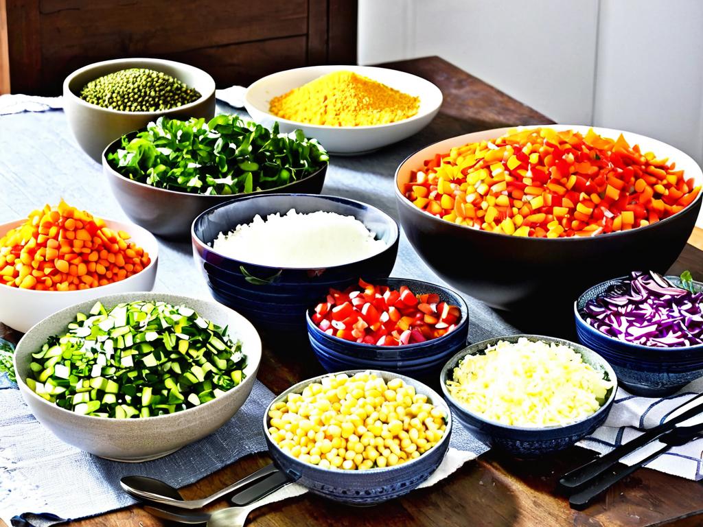 Ингредиенты для приготовления слоеного овощного салата