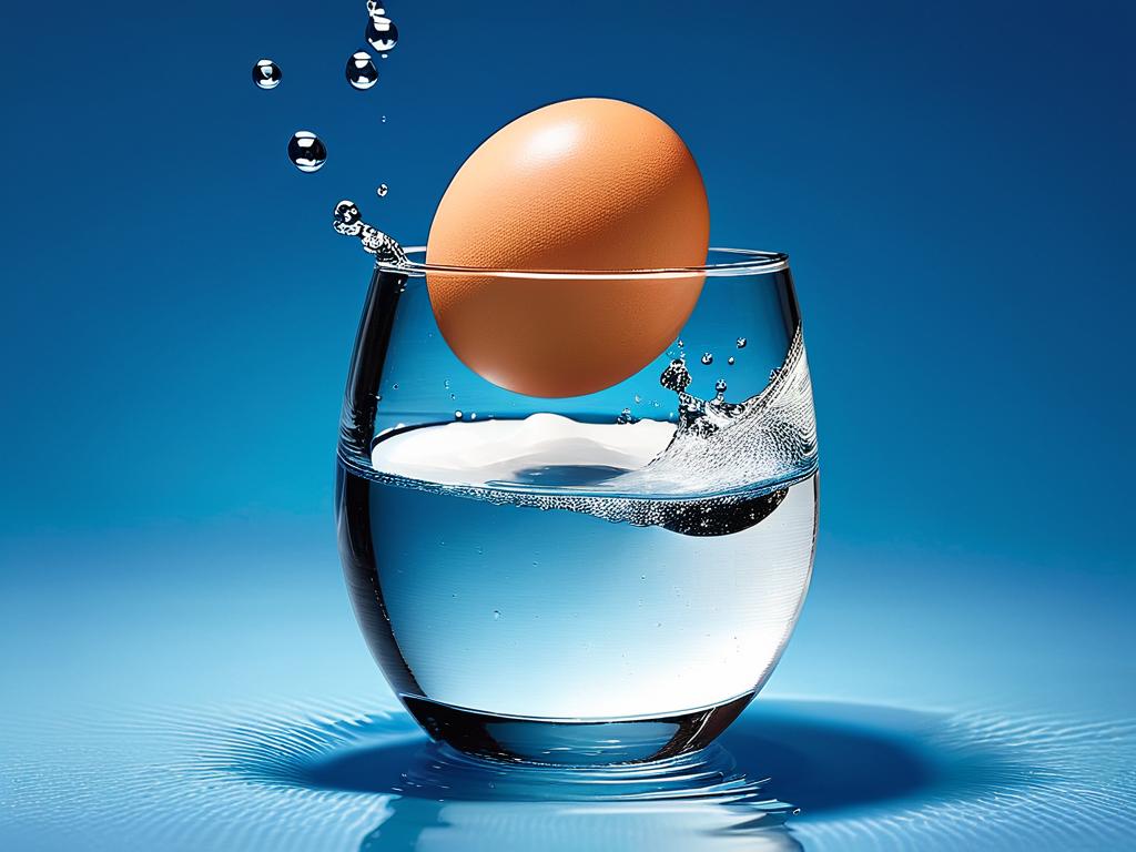Яйцо, опускающееся на дно стакана с водой, означает, что оно очень свежее