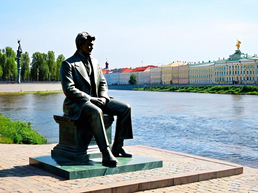 Памятник Сергею Есенину на набережной реки Трубеж