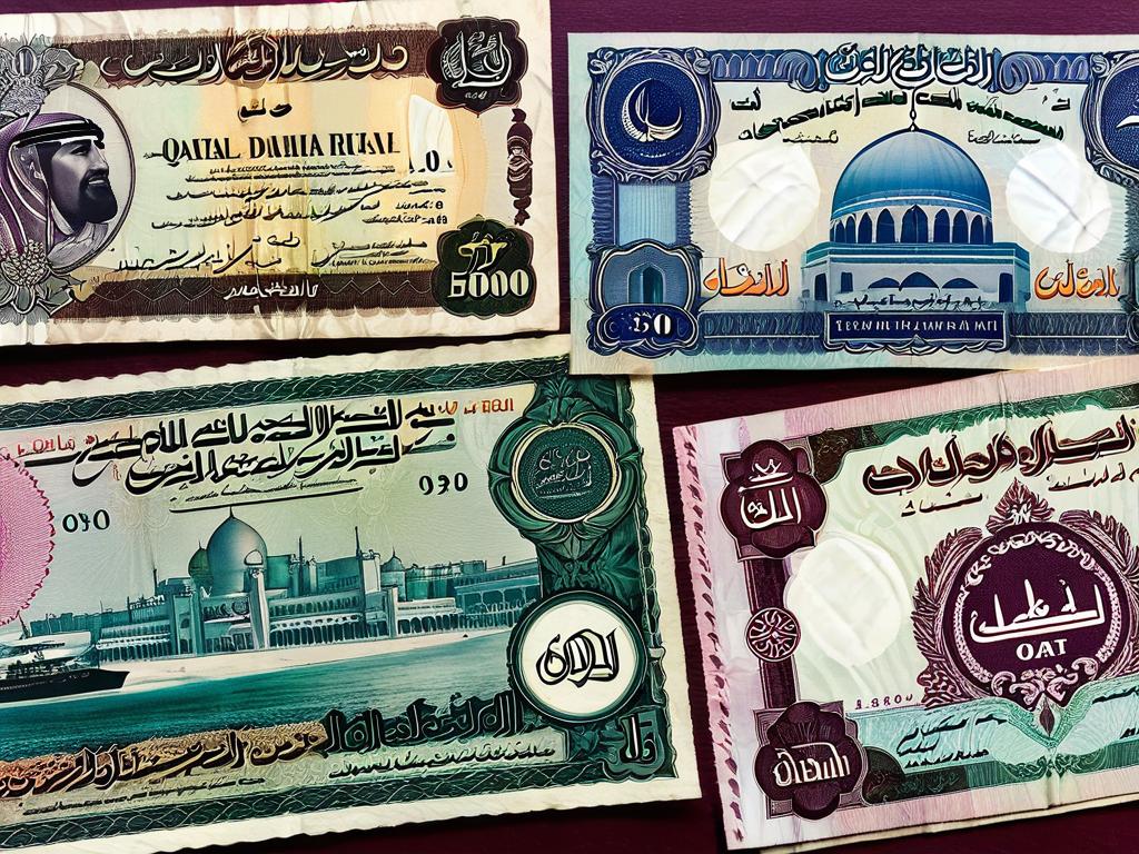 Старые банкноты рияла Катара и Дубая