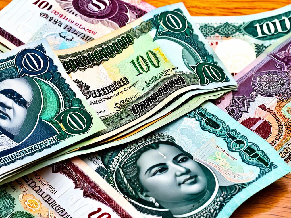 Стопка узбекских банкнот разных номиналов
