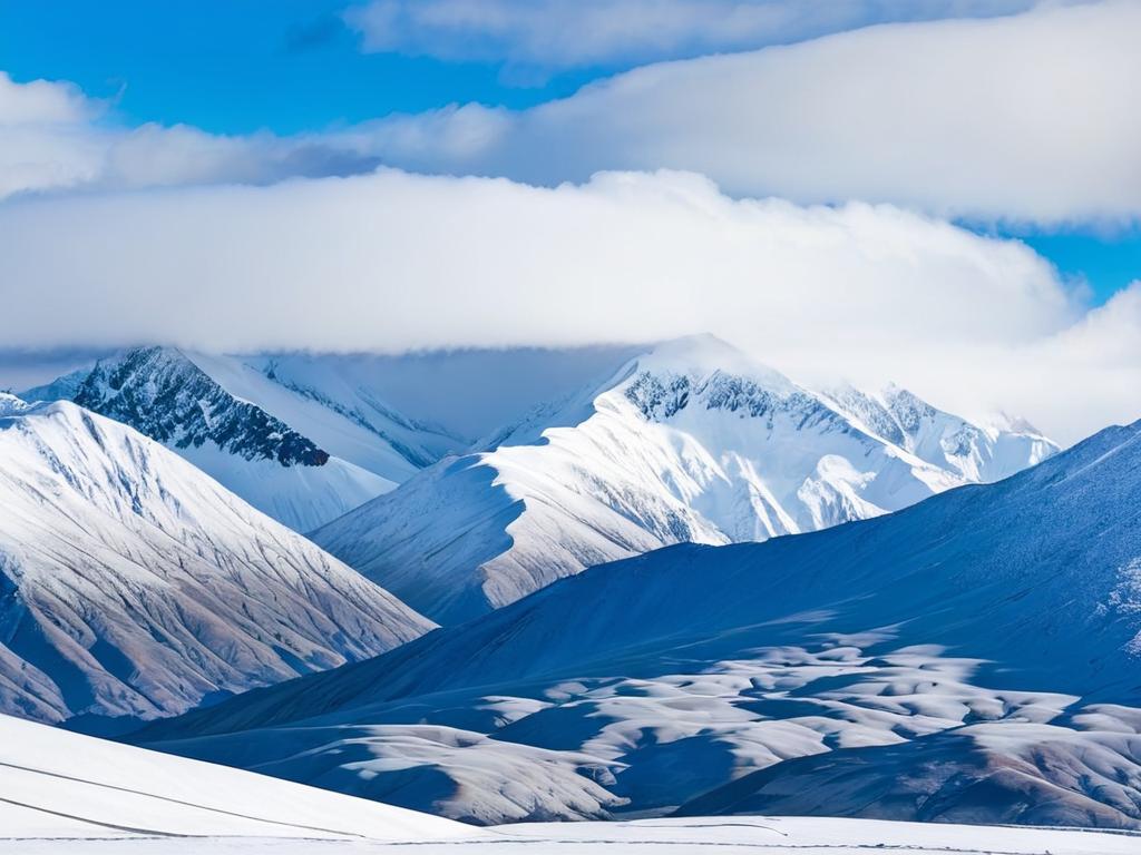Зимний вид на заснеженные горы в национальном парке Новой Зеландии