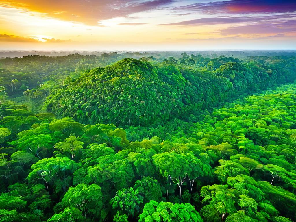 Тропический лес Амазонии на рассвете