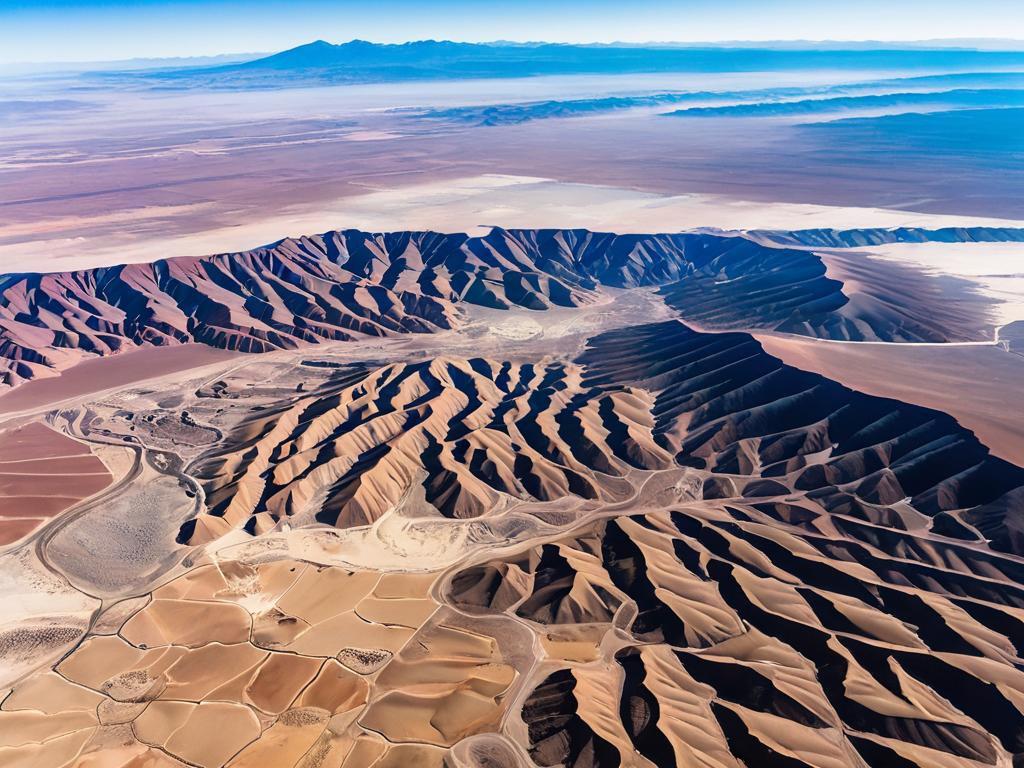 Вид с высоты на пустыню Атакама в Чили