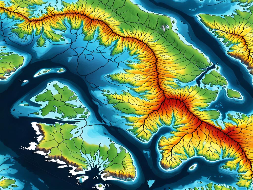Контурная карта Ладожского озера с обозначением глубин