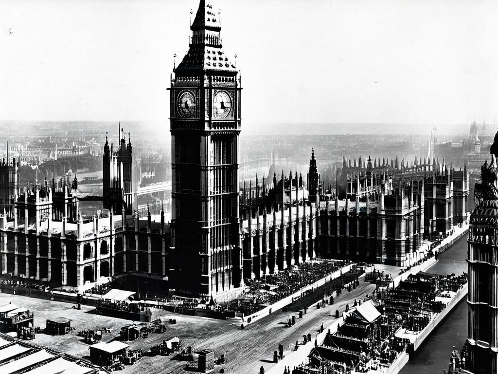 Строительство башни Биг Бен в Лондоне в 1858 году