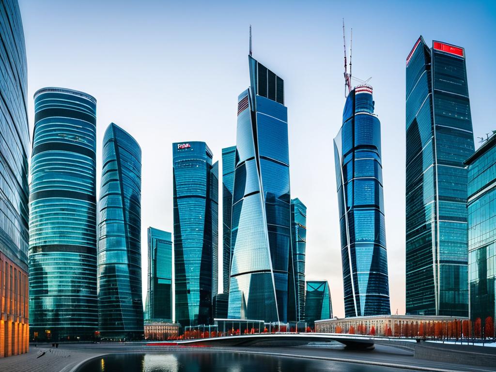 Деловой центр Москва-Сити с небоскребами