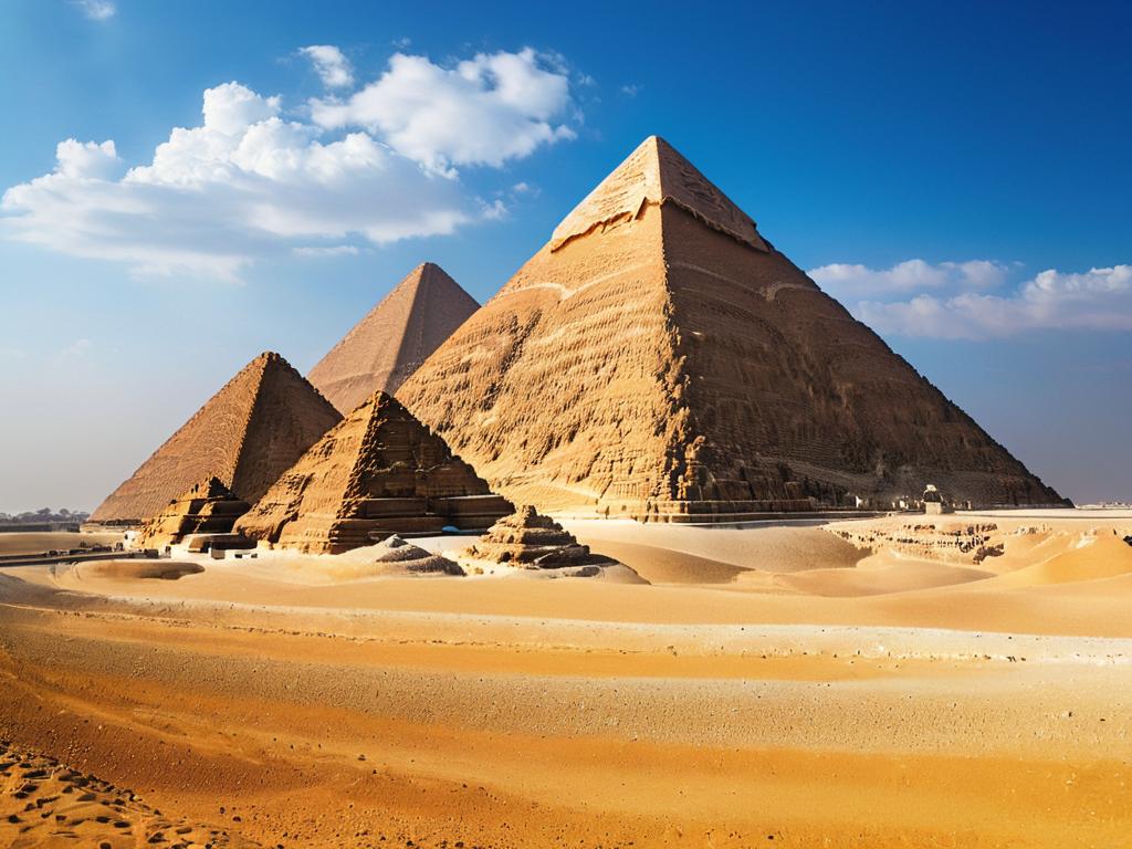 Жаркое летнее небо над пирамидами в Египте