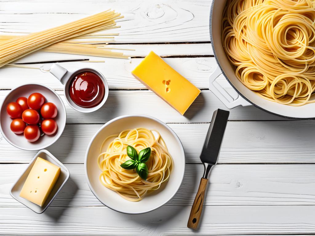 Ингредиенты для спагетти с запеченным сыром