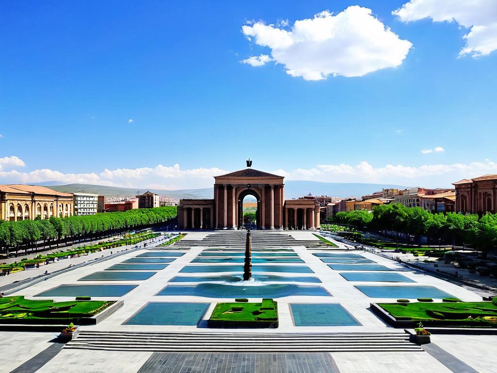Достопримечательности и архитектура площади Республики Ереван Армения