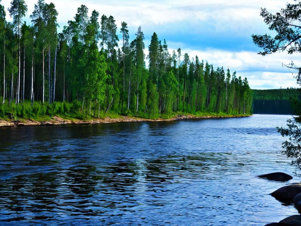 Река Вуокса берет начало в озере Саймаа в Финляндии и впадает в Ладожское озеро