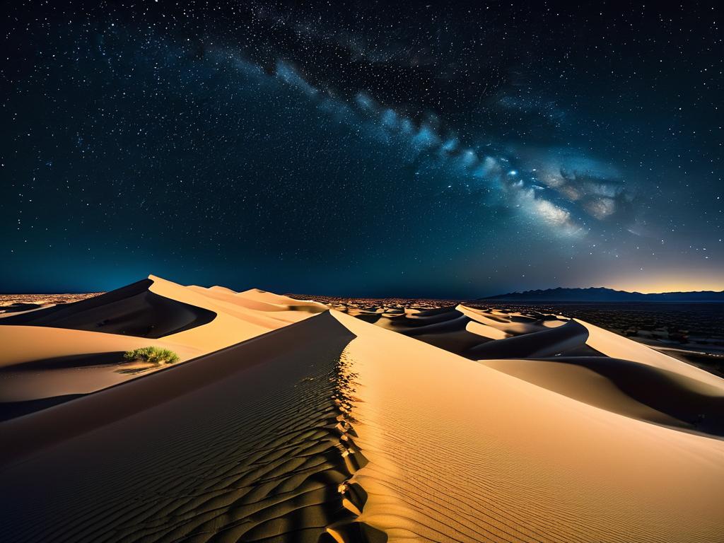 Пустыня ночью, пески, звезды