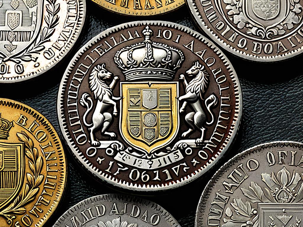 Старинные бразильские монеты 19 века с изображением герба на аверсе
