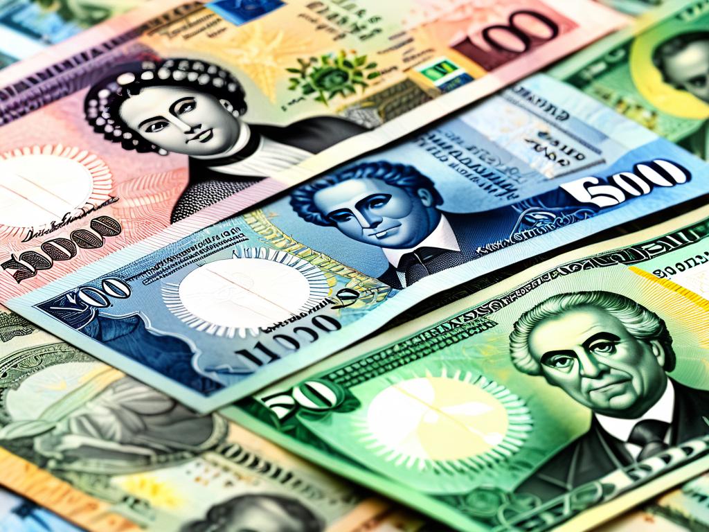 Современные бразильские банкноты разных номиналов с видимыми водяными знаками на просвет