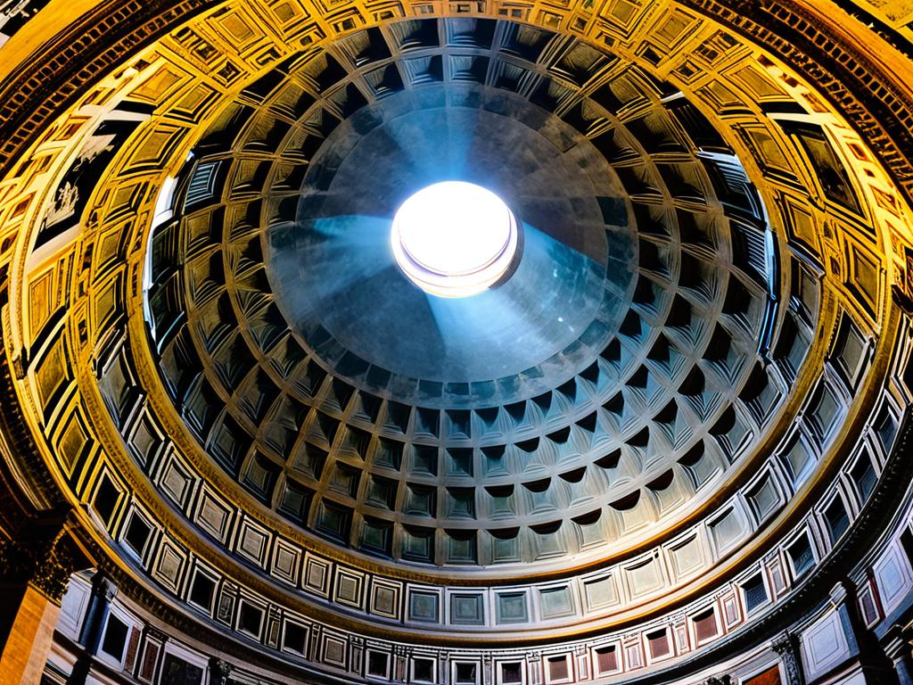У Пантеона в Риме огромный купол с отверстием-окулусом для солнечного света