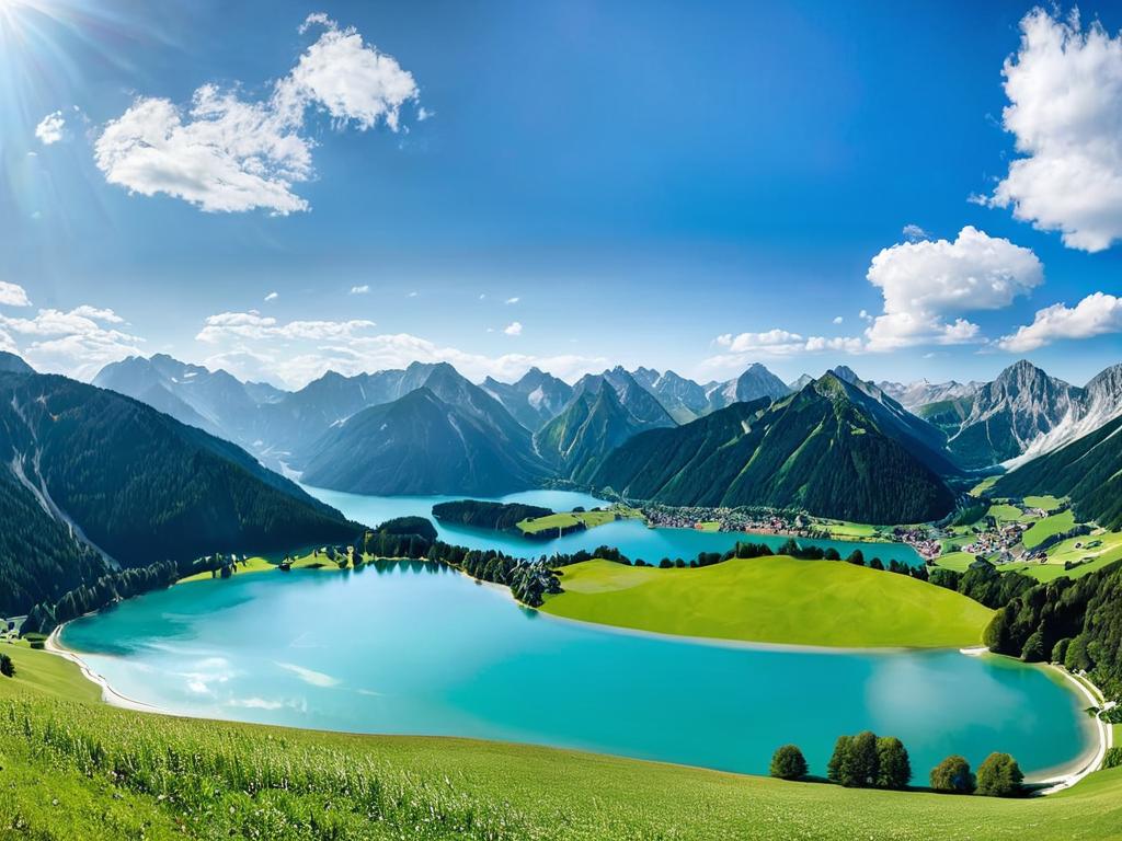 Панорама озера Шрек в Баварских Альпах