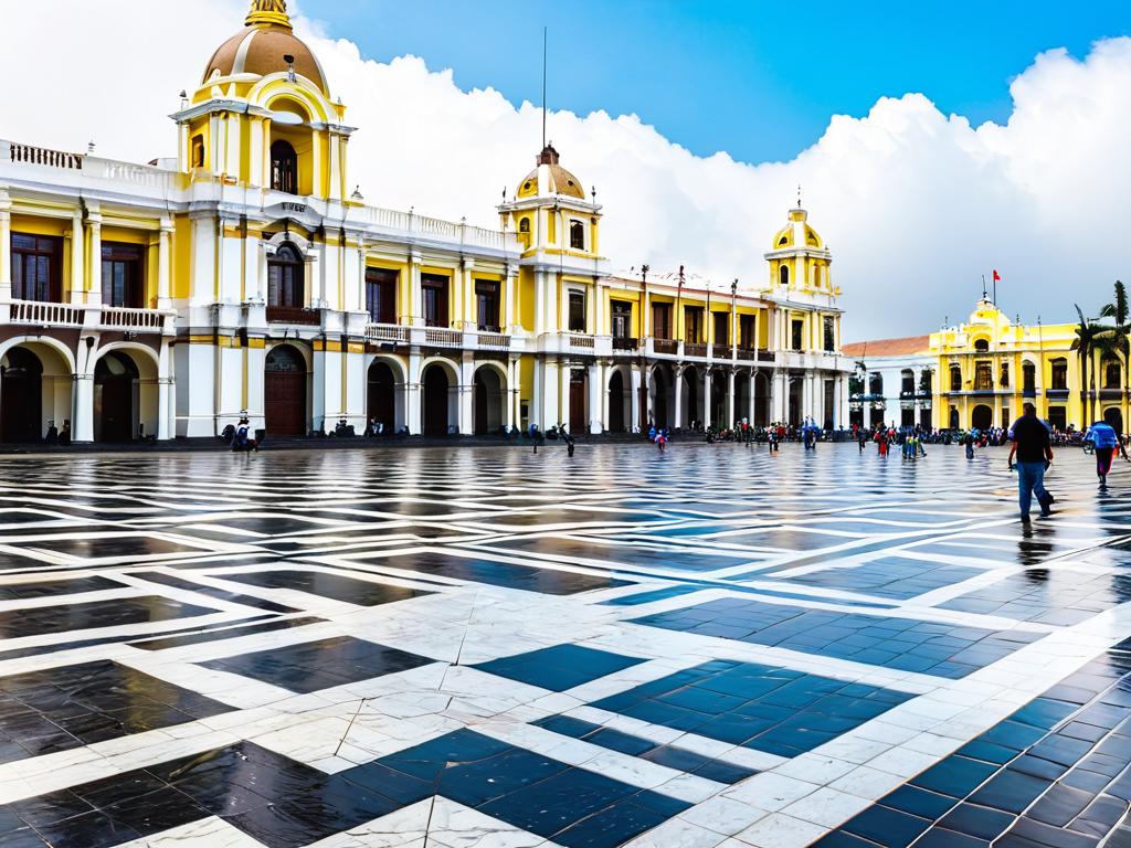 Здания колониальной архитектуры на центральной площади исторического центра Лимы