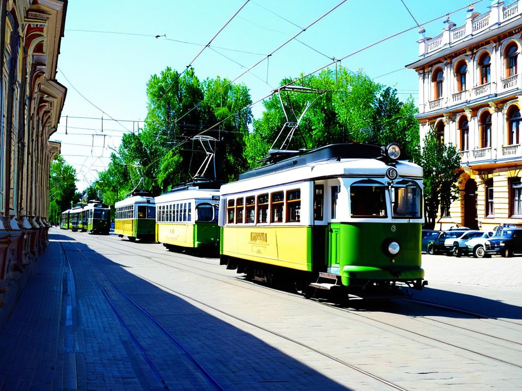 Старая трамвай в Саратове, иллюстрирующий факт о развитии общественного транспорта в городе