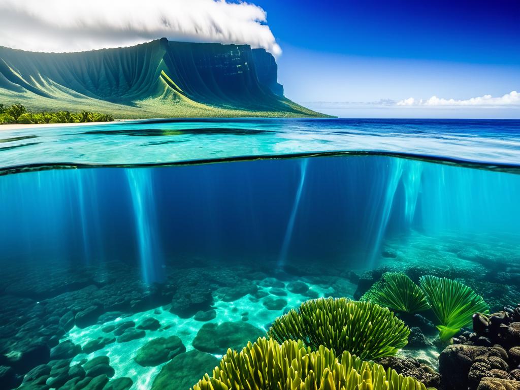 Подводный водопад иллюзия у Ле Морн на Маврикии