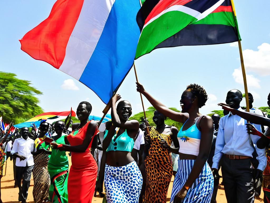 Люди празднуют день независимости в Южном Судане
