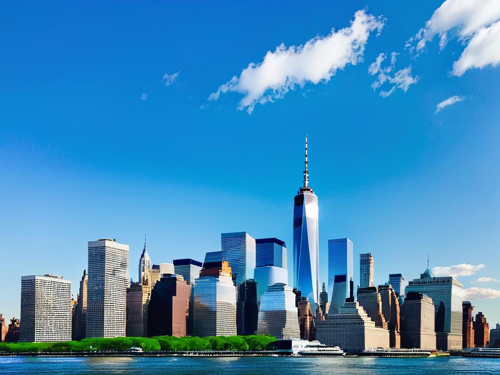 Панорама Нью-Йорка с небоскребами на Манхэттене