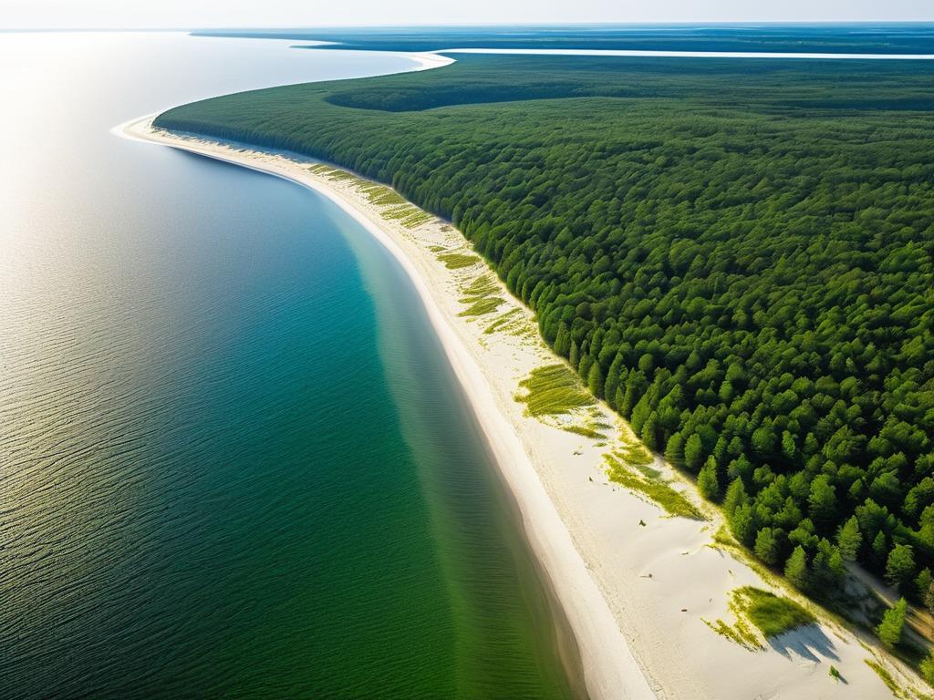 Дюны и леса Куршской косы разделяют Балтийское море и Куршский залив