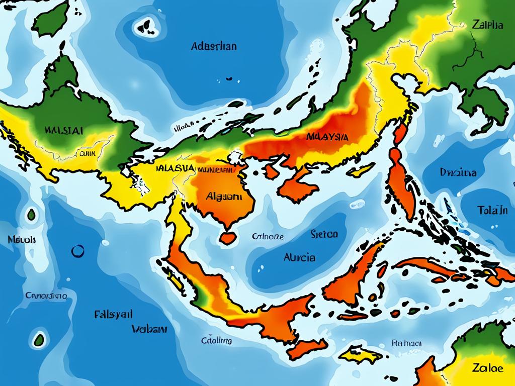 Карта Малайзии с обозначением климатических зон