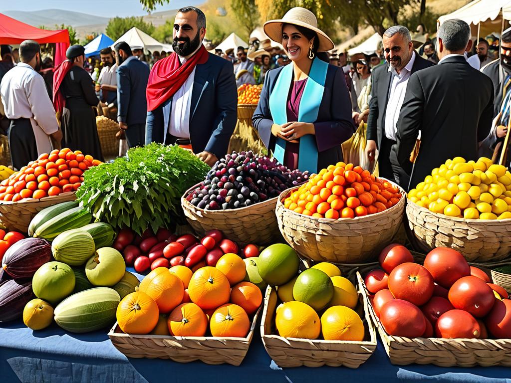 Традиционный армянский праздник урожая со свежими фруктами и овощами