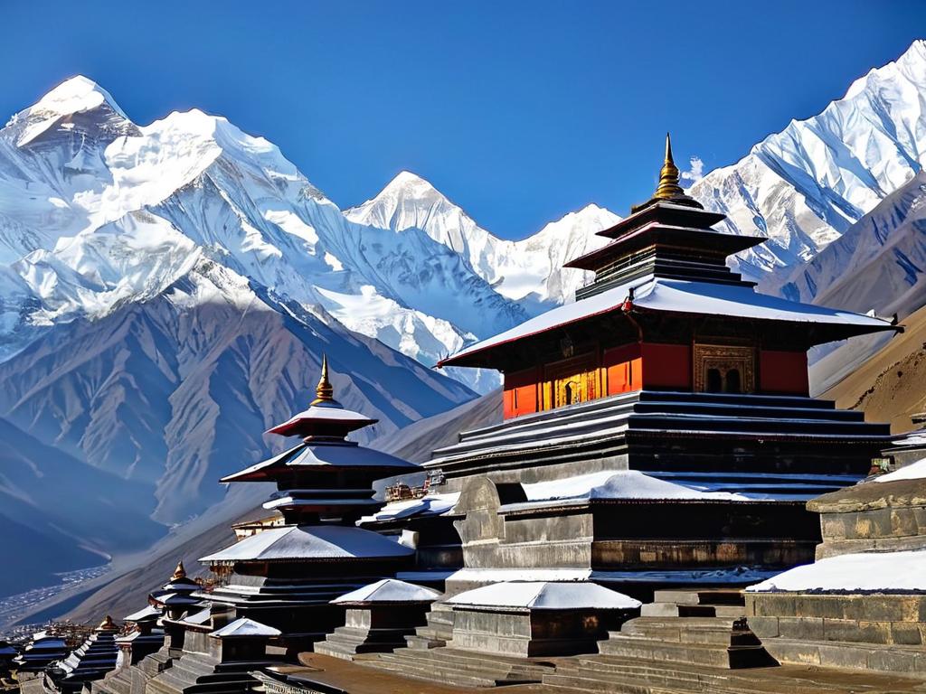 Знаменитый храмовый комплекс высоко в Гималаях