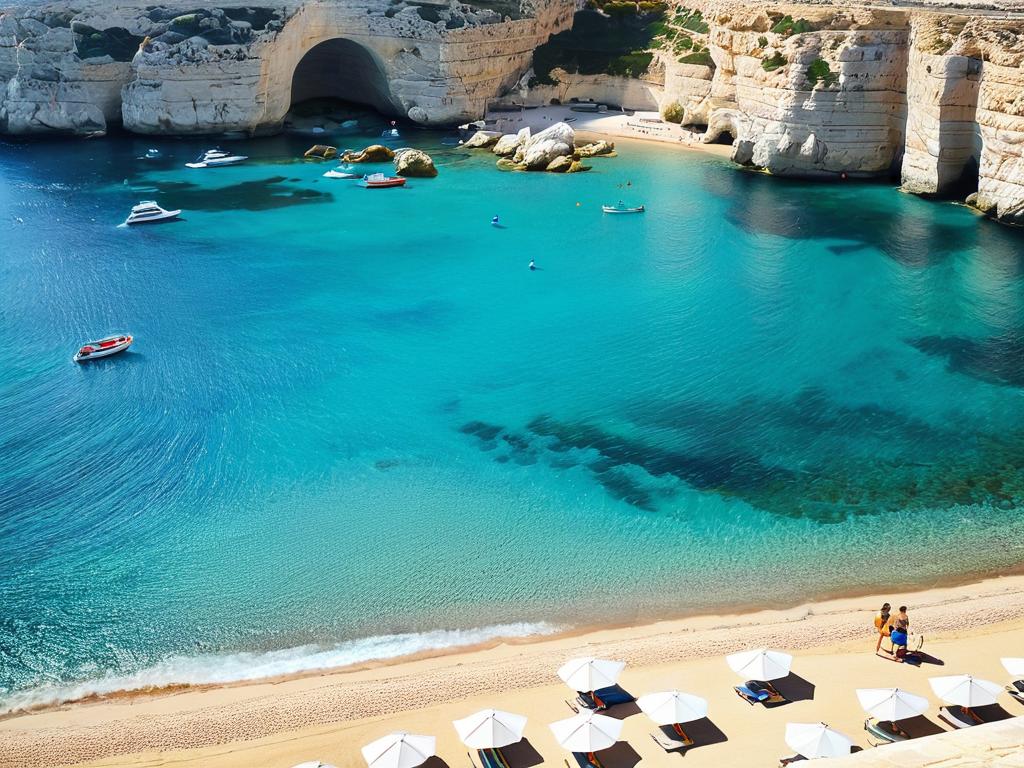 Солнечный летний день на пляже Мальты